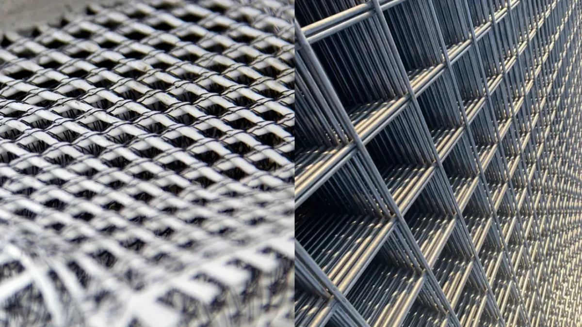 fiber concrete and wire mesh